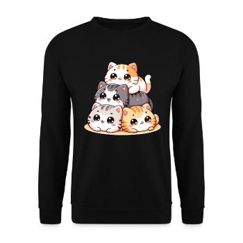 Stapel Von Kitty Cats Stapel Kawaii Meowtain Anime - Unisex Pullover - Schwarz - Vorne - Alina (178cm) & Michal (187cm)
