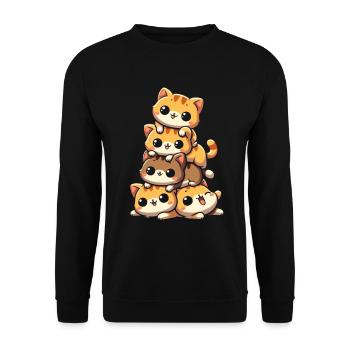 Stapel Von Kitty Cats Stapel Kawaii Meowtain Anime - Unisex Pullover - Schwarz - Vorne - Alina (178cm) & Michal (187cm)