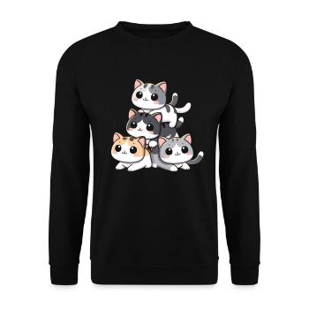 Stapel Von Kitty Cats Stapel Kawaii Meowtain Anime - Unisex Pullover - Schwarz - Vorne - Alina (178cm) & Michal (187cm)