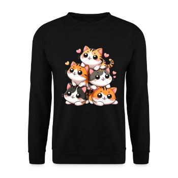 Stapel Von Kitty Cats Stapel Kawaii Meowtain Anime - Unisex Pullover - Schwarz - Vorne - Alina (178cm) & Michal (187cm)