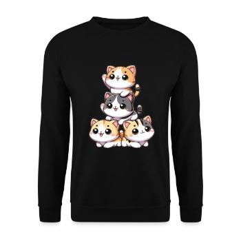 Stapel Von Kitty Cats Stapel Kawaii Meowtain Anime - Unisex Pullover - Schwarz - Vorne - Alina (178cm) & Michal (187cm)