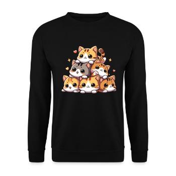 Stapel Von Kitty Cats Stapel Kawaii Meowtain Anime - Unisex Pullover - Schwarz - Vorne - Alina (178cm) & Michal (187cm)