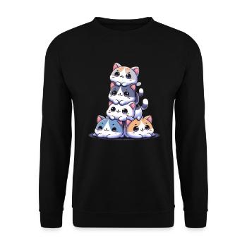 Stapel Von Kitty Cats Stapel Kawaii Meowtain Anime - Unisex Pullover - Schwarz - Vorne - Alina (178cm) & Michal (187cm)