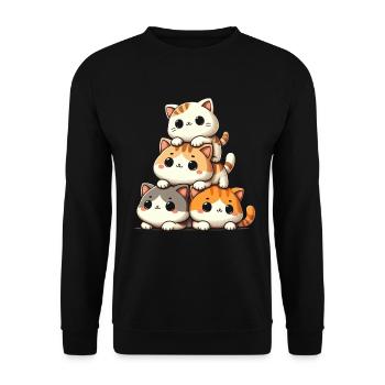 Stapel Von Kitty Cats Stapel Kawaii Meowtain Anime - Unisex Pullover - Schwarz - Vorne - Alina (178cm) & Michal (187cm)