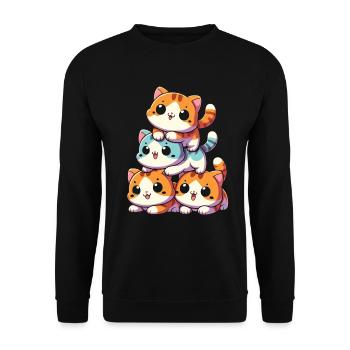 Stapel Von Kitty Cats Stapel Kawaii Meowtain Anime - Unisex Pullover - Schwarz - Vorne - Alina (178cm) & Michal (187cm)