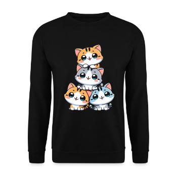 Stapel Von Kitty Cats Stapel Kawaii Meowtain Anime - Unisex Pullover - Schwarz - Vorne - Alina (178cm) & Michal (187cm)