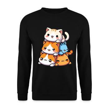 Stapel Von Kitty Cats Stapel Kawaii Meowtain Anime - Unisex Pullover - Schwarz - Vorne - Alina (178cm) & Michal (187cm)