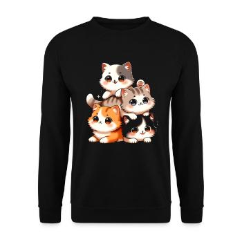 Stapel Von Kitty Cats Stapel Kawaii Meowtain Anime - Unisex Pullover - Schwarz - Vorne - Alina (178cm) & Michal (187cm)