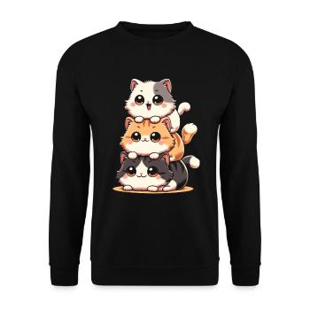 Stapel Von Kitty Cats Stapel Kawaii Meowtain Anime - Unisex Pullover - Schwarz - Vorne - Alina (178cm) & Michal (187cm)