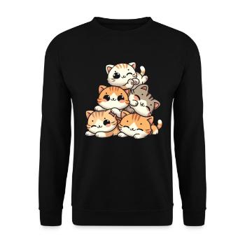 Stapel Von Kitty Cats Stapel Kawaii Meowtain Anime - Unisex Pullover - Schwarz - Vorne - Alina (178cm) & Michal (187cm)
