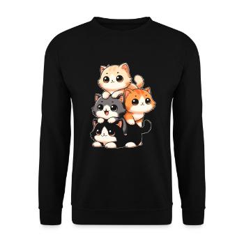 Stapel Von Kitty Cats Stapel Kawaii Meowtain Anime - Unisex Pullover - Schwarz - Vorne - Alina (178cm) & Michal (187cm)