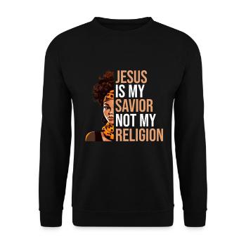 African American Christ Jesus Black Women - Unisex Sweatshirt - black - Front - Alina (178cm) & Michal (187cm)