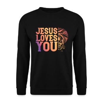 African American Christ Jesus Black Women - Unisex Sweatshirt - black - Front - Alina (178cm) & Michal (187cm)