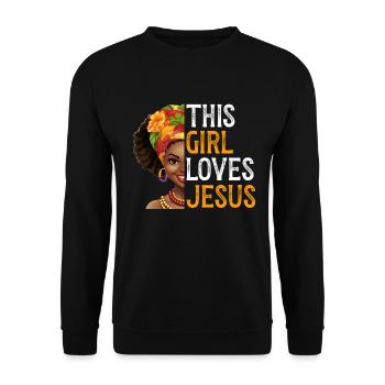 African American Christ Jesus Black Women - Unisex Sweatshirt - black - Front - Alina (178cm) & Michal (187cm)