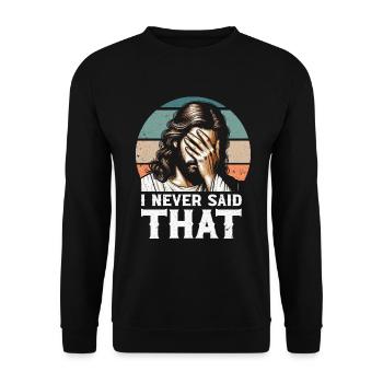 I Saw Jesus Meme Funny Christian - Unisex Sweatshirt - black - Front - Alina (178cm) & Michal (187cm)