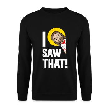 I Saw Jesus Meme Funny Christian - Unisex Sweatshirt - black - Front - Alina (178cm) & Michal (187cm)