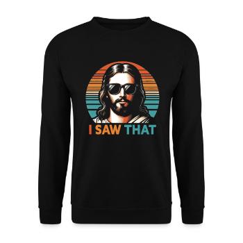 I Saw Jesus Meme Funny Christian - Unisex Sweatshirt - black - Front - Alina (178cm) & Michal (187cm)