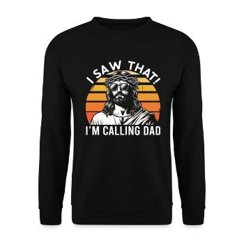 I Saw Jesus Meme Funny Christian - Unisex Sweatshirt - black - Front - Alina (178cm) & Michal (187cm)
