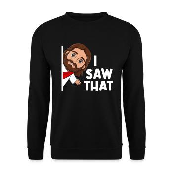 I Saw Jesus Meme Funny Christian - Unisex Sweatshirt - black - Front - Alina (178cm) & Michal (187cm)