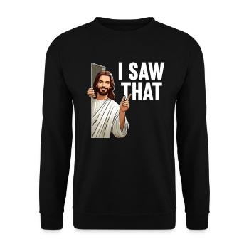 I Saw Jesus Meme Funny Christian - Unisex Sweatshirt - black - Front - Alina (178cm) & Michal (187cm)