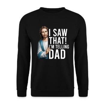 Ich Habe Gesehen, Dass Jesus Meme Funny Christian - Unisex Pullover - Schwarz - Vorne - Alina (178cm) & Michal (187cm)