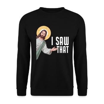 I Saw Jesus Meme Funny Christian - Unisex Sweatshirt - black - Front - Alina (178cm) & Michal (187cm)