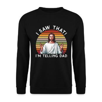 I Saw Jesus Meme Funny Christian - Unisex Sweatshirt - black - Front - Alina (178cm) & Michal (187cm)