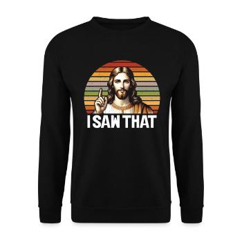 I Saw Jesus Meme Funny Christian - Unisex Sweatshirt - black - Front - Alina (178cm) & Michal (187cm)