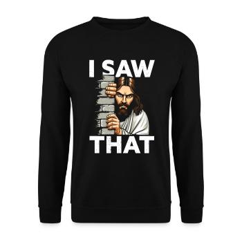I Saw Jesus Meme Funny Christian - Unisex Sweatshirt - black - Front - Alina (178cm) & Michal (187cm)