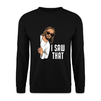 I Saw Jesus Meme Funny Christian - Unisex Sweatshirt - black - Front - Alina (178cm) & Michal (187cm)