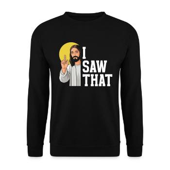 I Saw Jesus Meme Funny Christian - Unisex Sweatshirt - black - Front - Alina (178cm) & Michal (187cm)