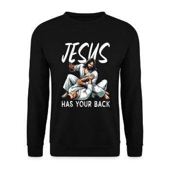 Jésus vous soutient BJJ Jiu Jitsu Christian - Sweat-shirt Unisexe - noir - Devant - Alina (178cm) & Michal (187cm)