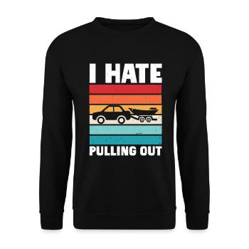 Funny boat boat captain pulling out - Unisex Sweatshirt - black - Front - Alina (178cm) & Michal (187cm)