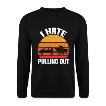 Funny boat boat captain pulling out - Unisex Sweatshirt - black - Front - Alina (178cm) & Michal (187cm)