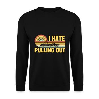 Funny boat boat captain pulling out - Unisex Sweatshirt - black - Front - Alina (178cm) & Michal (187cm)