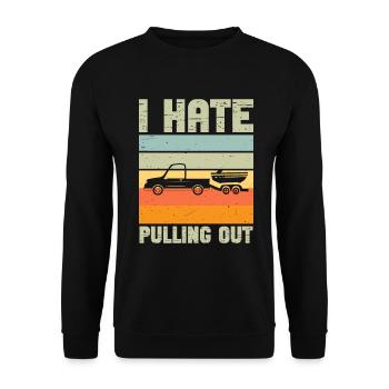 Funny boat boat captain pulling out - Unisex Sweatshirt - black - Front - Alina (178cm) & Michal (187cm)