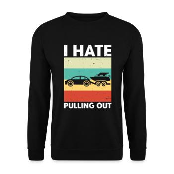 Funny boat boat captain pulling out - Unisex Sweatshirt - black - Front - Alina (178cm) & Michal (187cm)