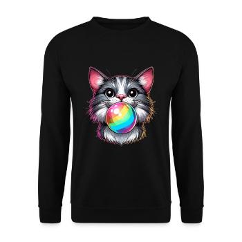 Katze LGBTQ Pride Month Regenbogen Kaugummi Lustig - Unisex Pullover - Schwarz - Vorne - Alina (178cm) & Michal (187cm)