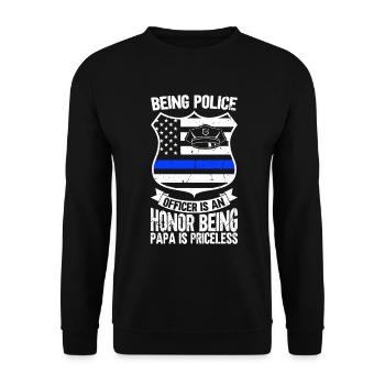 Polizeibeamter Blue Line Strafverfolgungsbehörden - Unisex Pullover - Schwarz - Vorne - Alina (178cm) & Michal (187cm)