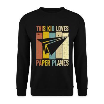 Papierflugzeug Origami Papierflugzeug Master - Unisex Pullover - Schwarz - Vorne - Alina (178cm) & Michal (187cm)