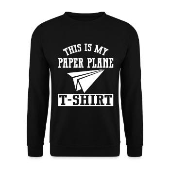 Papierflugzeug Origami Papierflugzeug Master - Unisex Pullover - Schwarz - Vorne - Alina (178cm) & Michal (187cm)