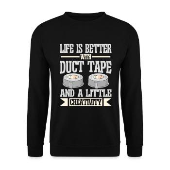 Duct Tape Engineer Humorous Men's Duct Tape - Unisex Sweatshirt - black - Front - Alina (178cm) & Michal (187cm)