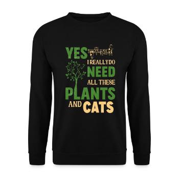 Plantes et chats Jardin Amoureux des plantes - Sweat-shirt Unisexe - noir - Devant - Alina (178cm) & Michal (187cm)