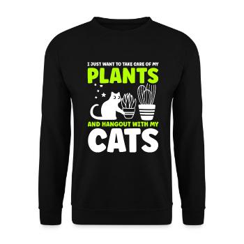 Plantes et chats Jardin Amoureux des plantes - Sweat-shirt Unisexe - noir - Devant - Alina (178cm) & Michal (187cm)
