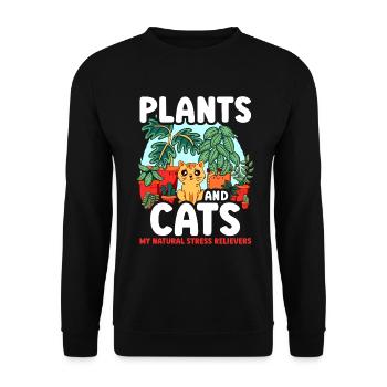 Plantes et chats Jardin Amoureux des plantes - Sweat-shirt Unisexe - noir - Devant - Alina (178cm) & Michal (187cm)