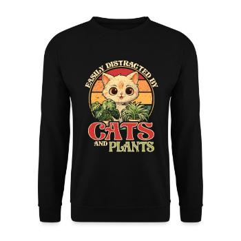 Plantes et chats Jardin Amoureux des plantes - Sweat-shirt Unisexe - noir - Devant - Alina (178cm) & Michal (187cm)
