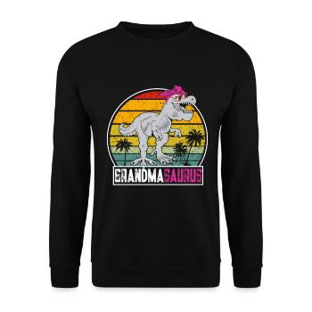 Omasaurus T Rex Dinosaurier Oma Nana - Unisex Pullover - Schwarz - Vorne - Alina (178cm) & Michal (187cm)