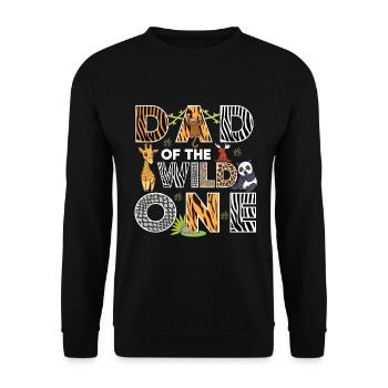 Papa Of The Wild One Birthday Zoo Theme Safari - Unisex Sweatshirt - black - Front - Alina (178cm) & Michal (187cm)