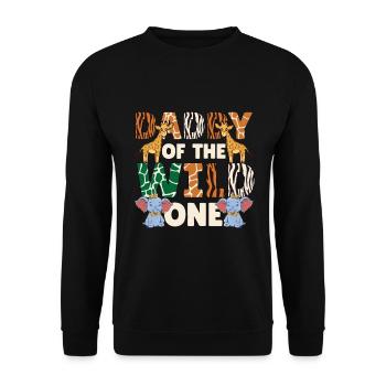 Papa Of The Wild One Birthday Zoo Theme Safari - Unisex Sweatshirt - black - Front - Alina (178cm) & Michal (187cm)