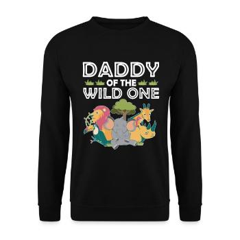 Papa Of The Wild One Birthday Zoo Theme Safari - Unisex Sweatshirt - black - Front - Alina (178cm) & Michal (187cm)
